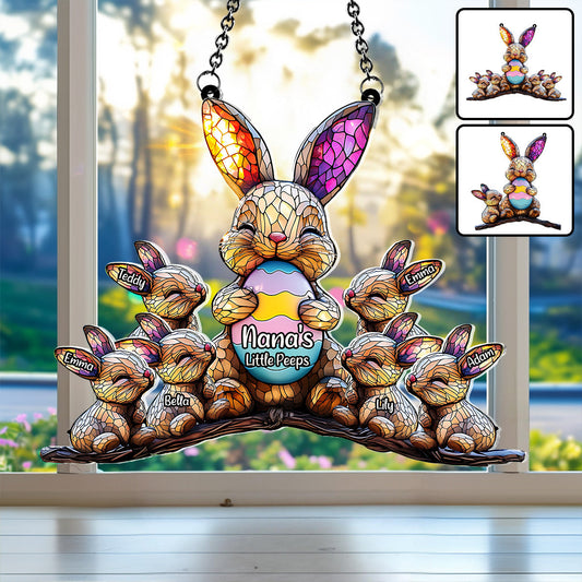 Nana's Little Peeps, Easter's Day Decoration - Personalized Grandma Window Hanging Suncatcher Ornament