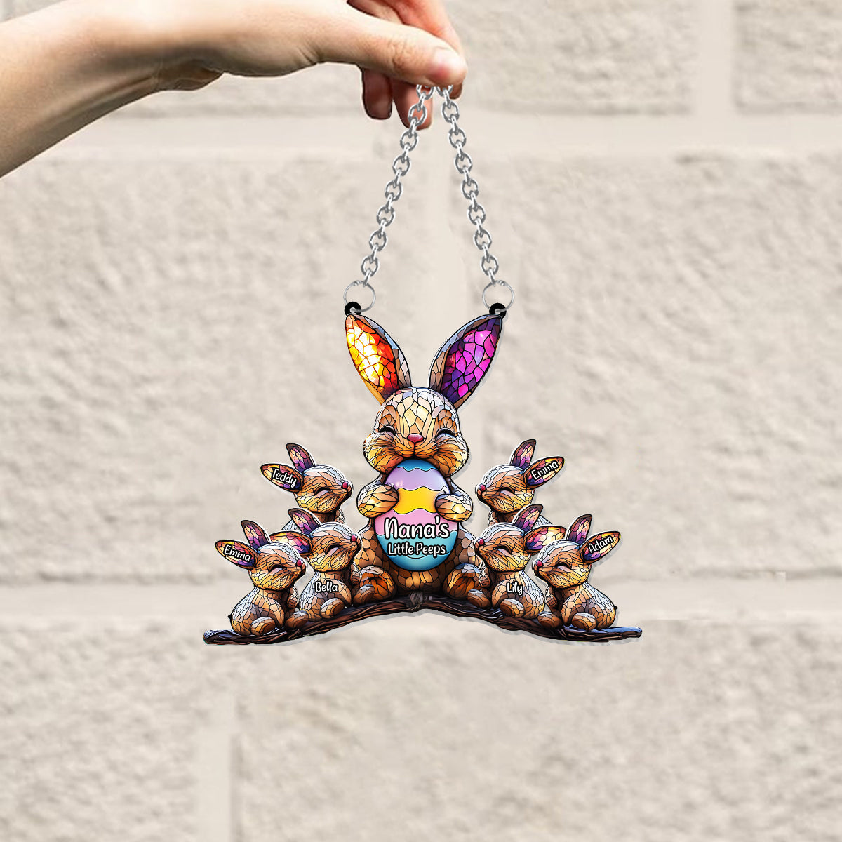 Nana's Little Peeps, Easter's Day Decoration - Personalized Grandma Window Hanging Suncatcher Ornament