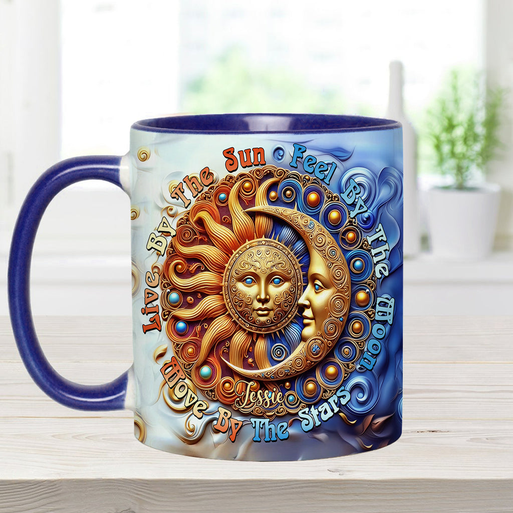 Vivre au rythme du soleil, ressentir au rythme de la lune, bouger au rythme des étoiles - Mug hippie personnalisé