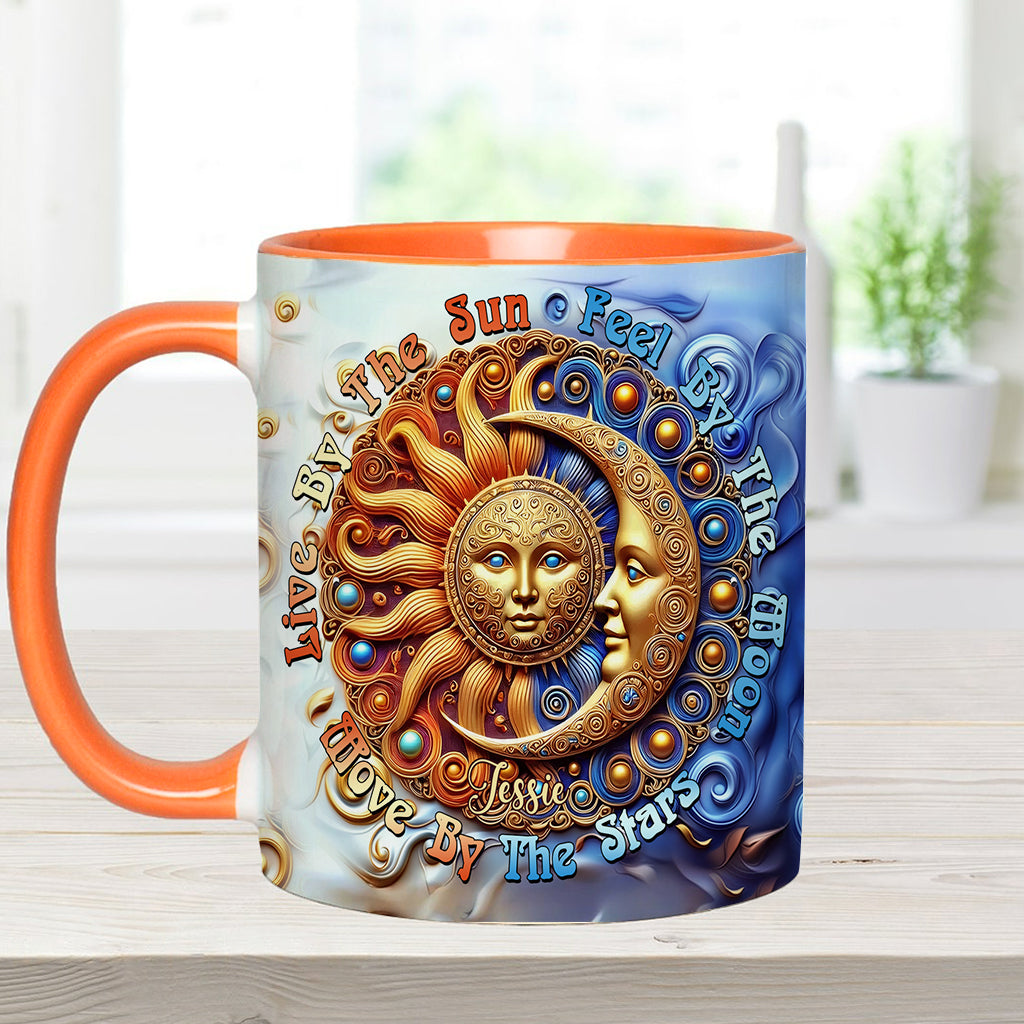 Vivre au rythme du soleil, ressentir au rythme de la lune, bouger au rythme des étoiles - Mug hippie personnalisé