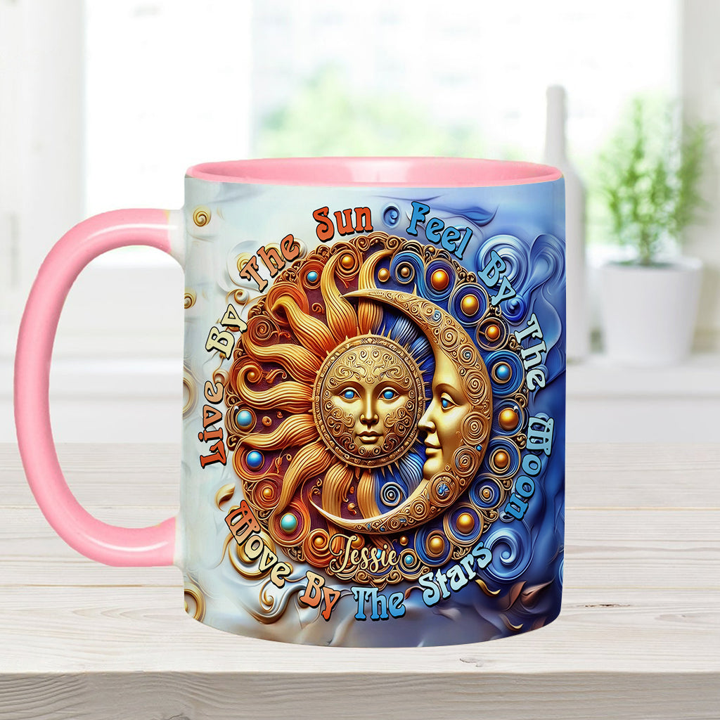 Vivre au rythme du soleil, ressentir au rythme de la lune, bouger au rythme des étoiles - Mug hippie personnalisé