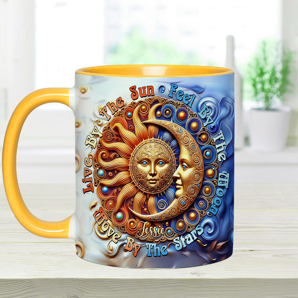Vivre au rythme du soleil, ressentir au rythme de la lune, bouger au rythme des étoiles - Mug hippie personnalisé