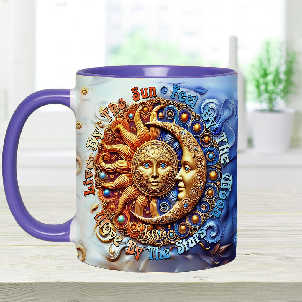 Vivre au rythme du soleil, ressentir au rythme de la lune, bouger au rythme des étoiles - Mug hippie personnalisé