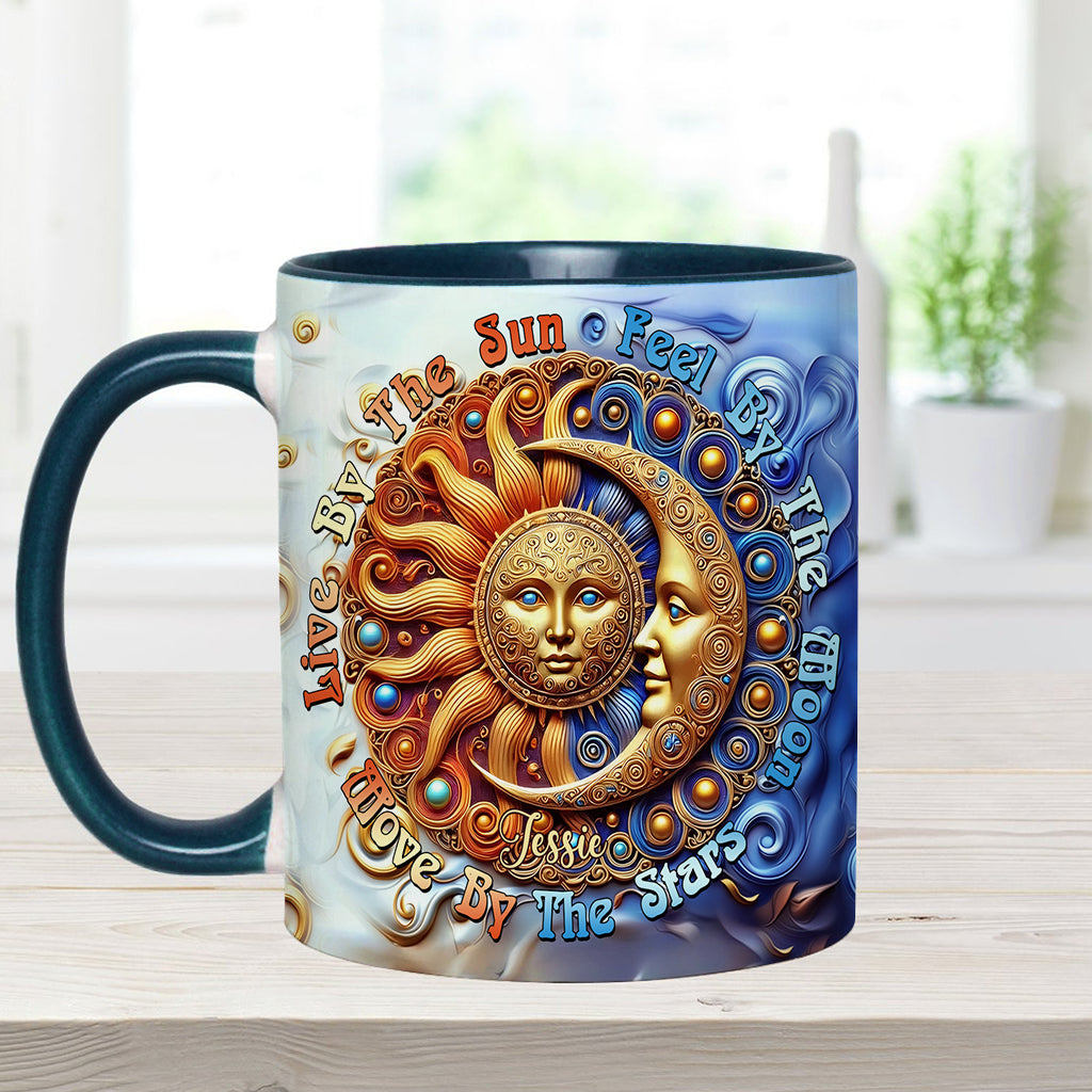 Vivre au rythme du soleil, ressentir au rythme de la lune, bouger au rythme des étoiles - Mug hippie personnalisé