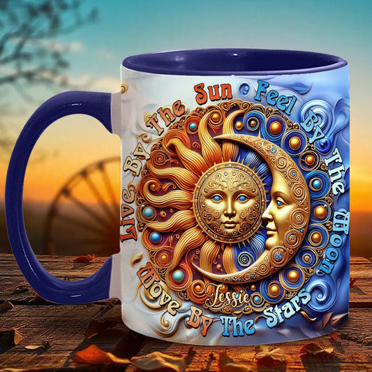 Vivre au rythme du soleil, ressentir au rythme de la lune, bouger au rythme des étoiles - Mug hippie personnalisé