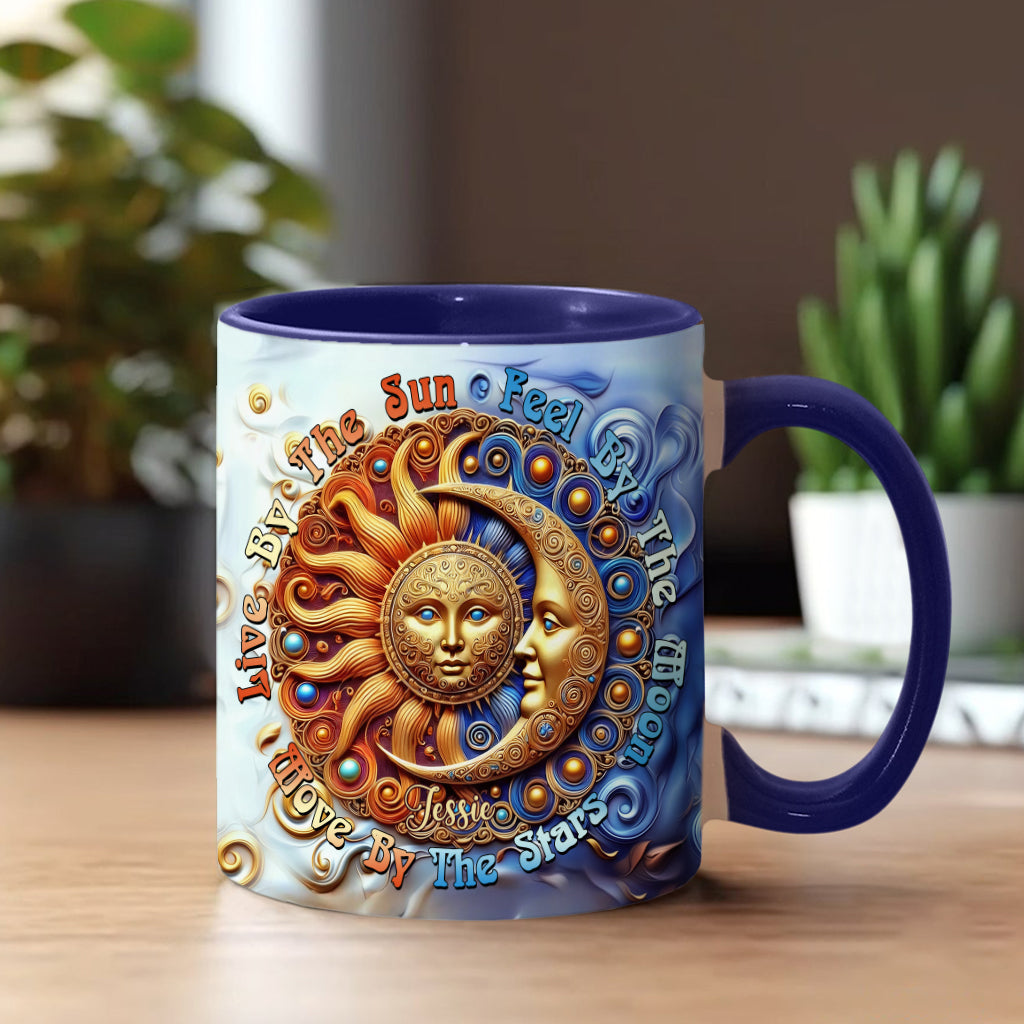 Vivre au rythme du soleil, ressentir au rythme de la lune, bouger au rythme des étoiles - Mug hippie personnalisé