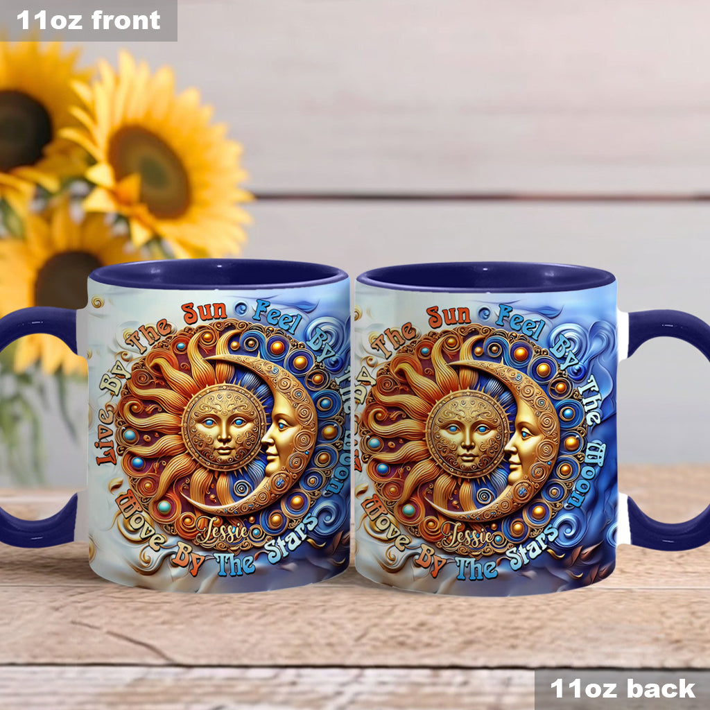 Vivre au rythme du soleil, ressentir au rythme de la lune, bouger au rythme des étoiles - Mug hippie personnalisé