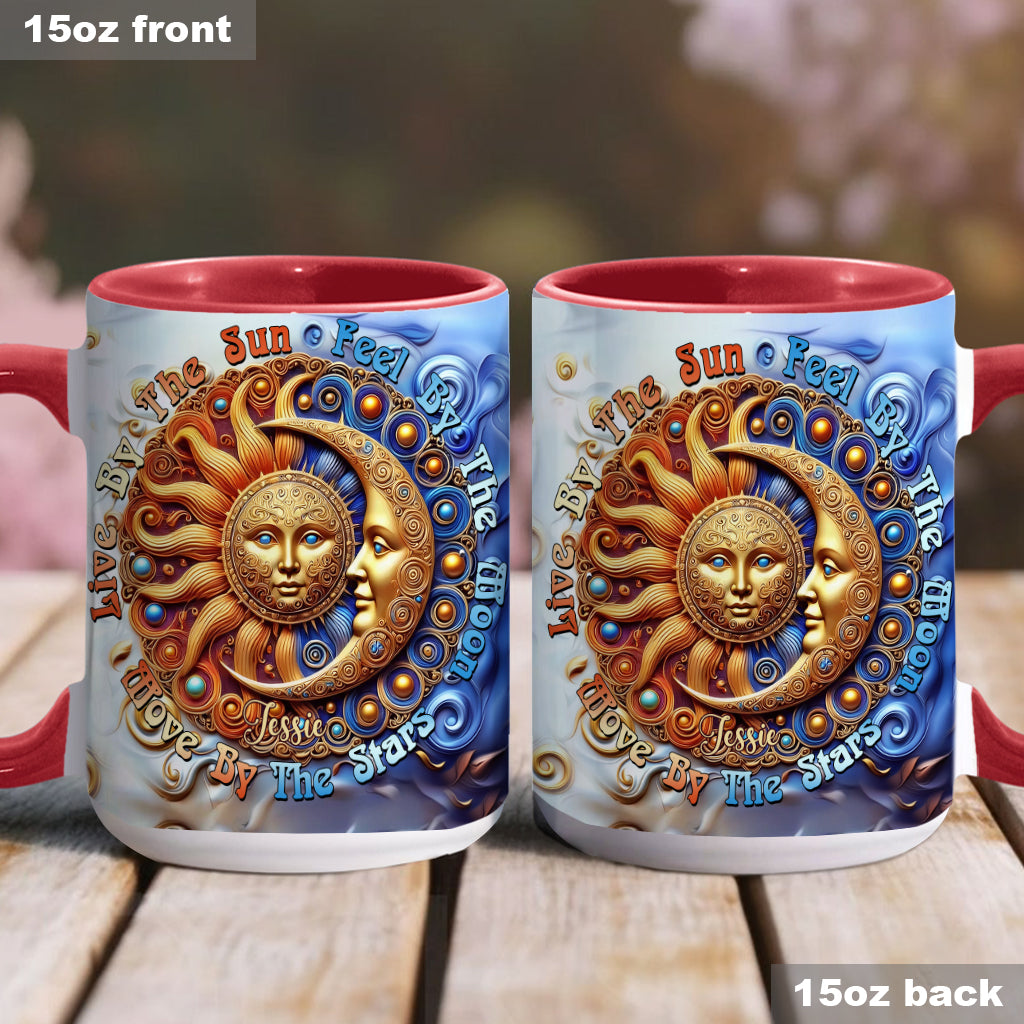 Vivre au rythme du soleil, ressentir au rythme de la lune, bouger au rythme des étoiles - Mug hippie personnalisé