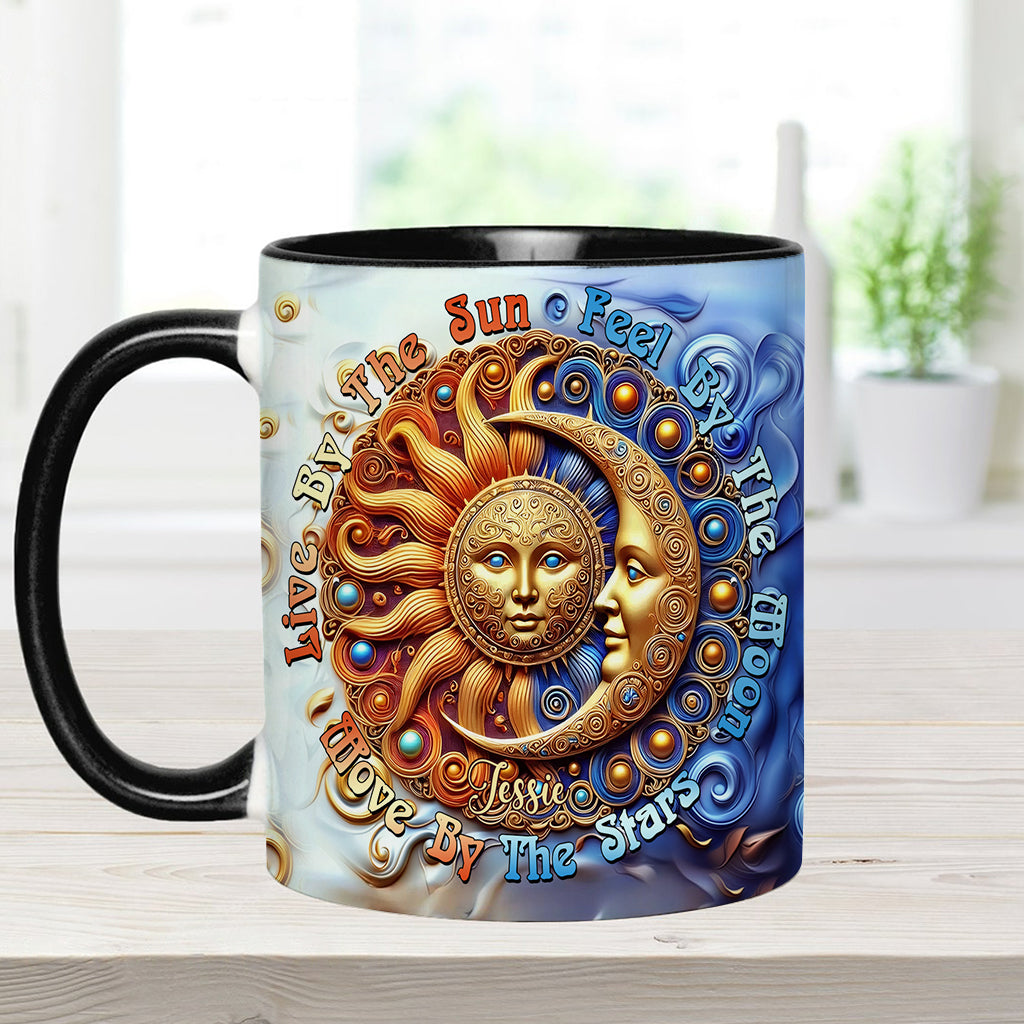 Vivre au rythme du soleil, ressentir au rythme de la lune, bouger au rythme des étoiles - Mug hippie personnalisé