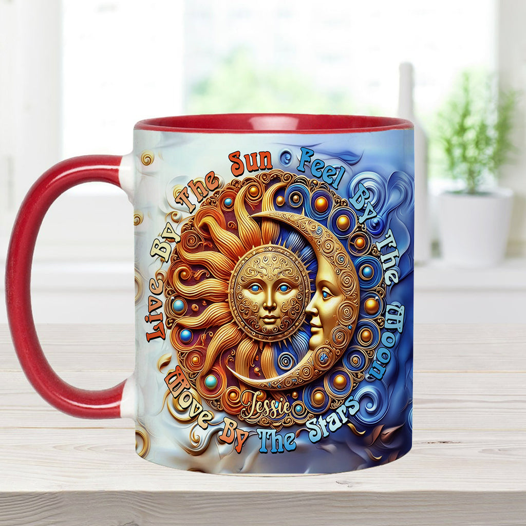 Vivre au rythme du soleil, ressentir au rythme de la lune, bouger au rythme des étoiles - Mug hippie personnalisé
