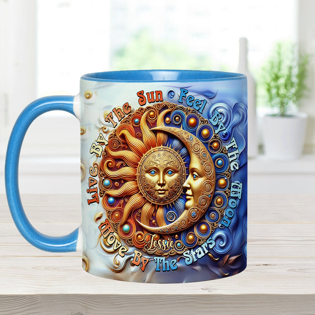 Vivre au rythme du soleil, ressentir au rythme de la lune, bouger au rythme des étoiles - Mug hippie personnalisé