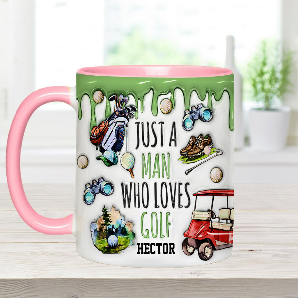 Einfach ein Mann, der Golf liebt – personalisierte Tasse mit Golfmotiv
