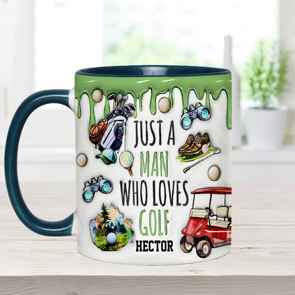 Einfach ein Mann, der Golf liebt – personalisierte Tasse mit Golfmotiv
