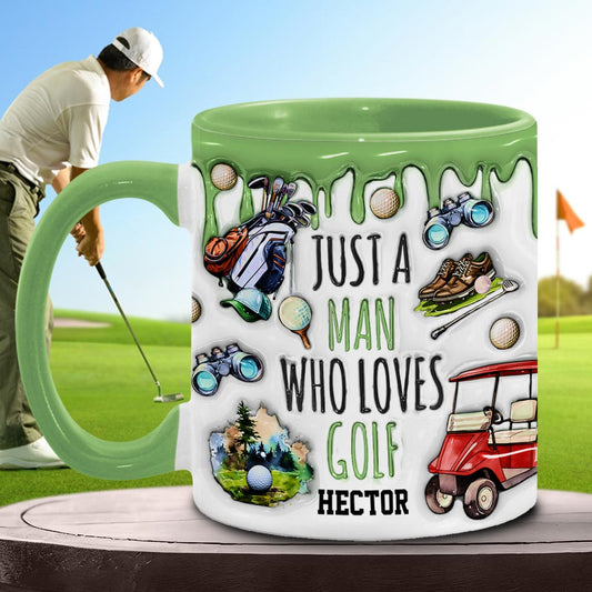 Just A Man Who Loves Golf - Personalized Golf Accent Mug