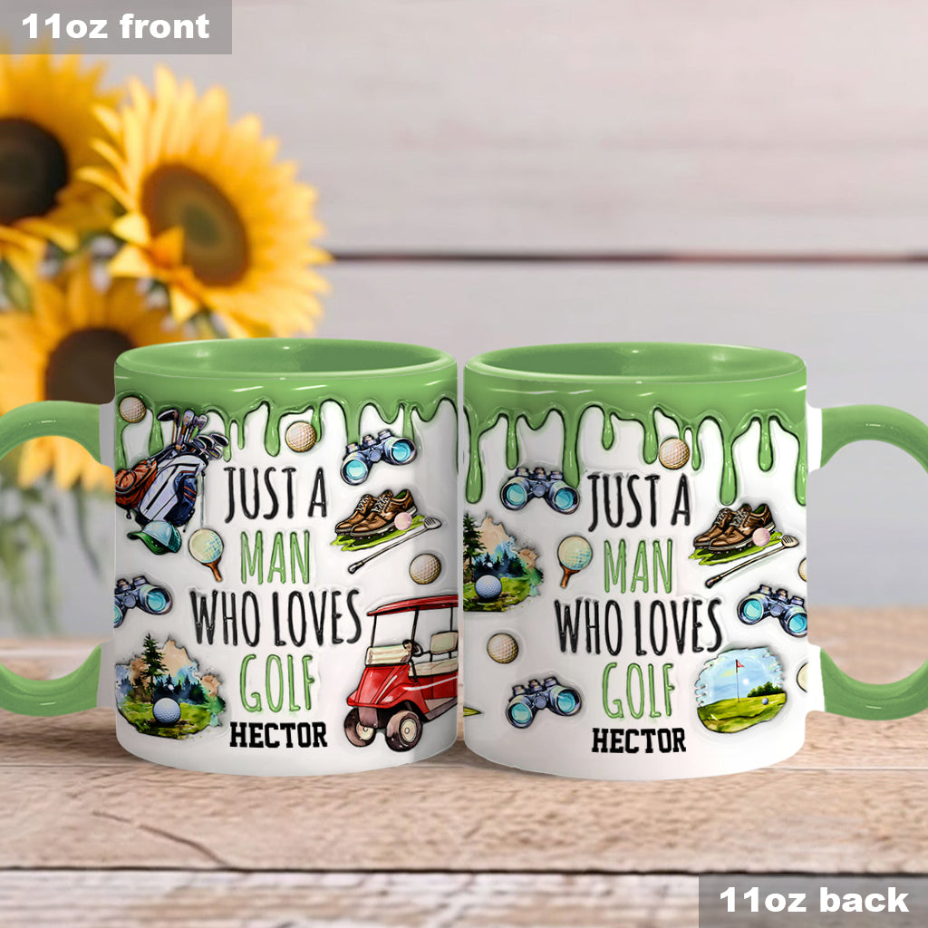 Einfach ein Mann, der Golf liebt – personalisierte Tasse mit Golfmotiv