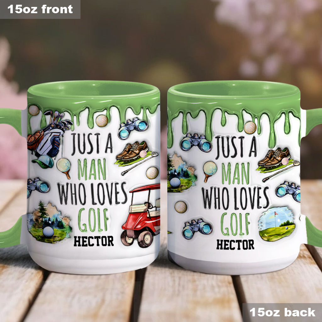 Einfach ein Mann, der Golf liebt – personalisierte Tasse mit Golfmotiv