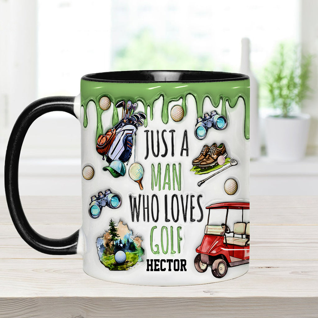 Einfach ein Mann, der Golf liebt – personalisierte Tasse mit Golfmotiv