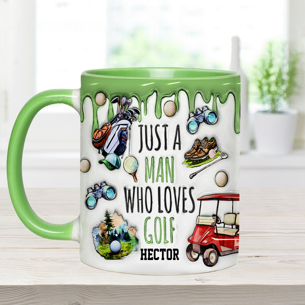 Einfach ein Mann, der Golf liebt – personalisierte Tasse mit Golfmotiv