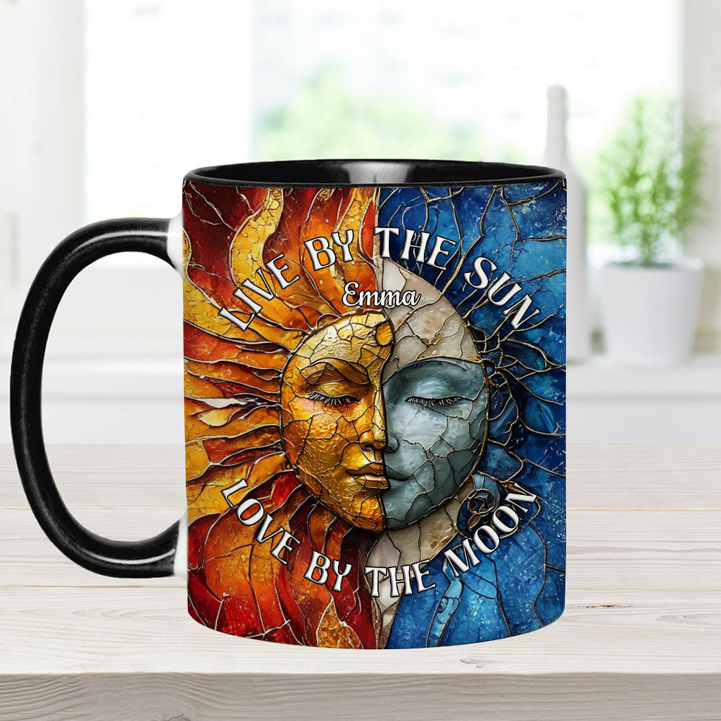 Vivre au rythme du soleil, aimer au rythme de la lune - Mug personnalisé style hippie