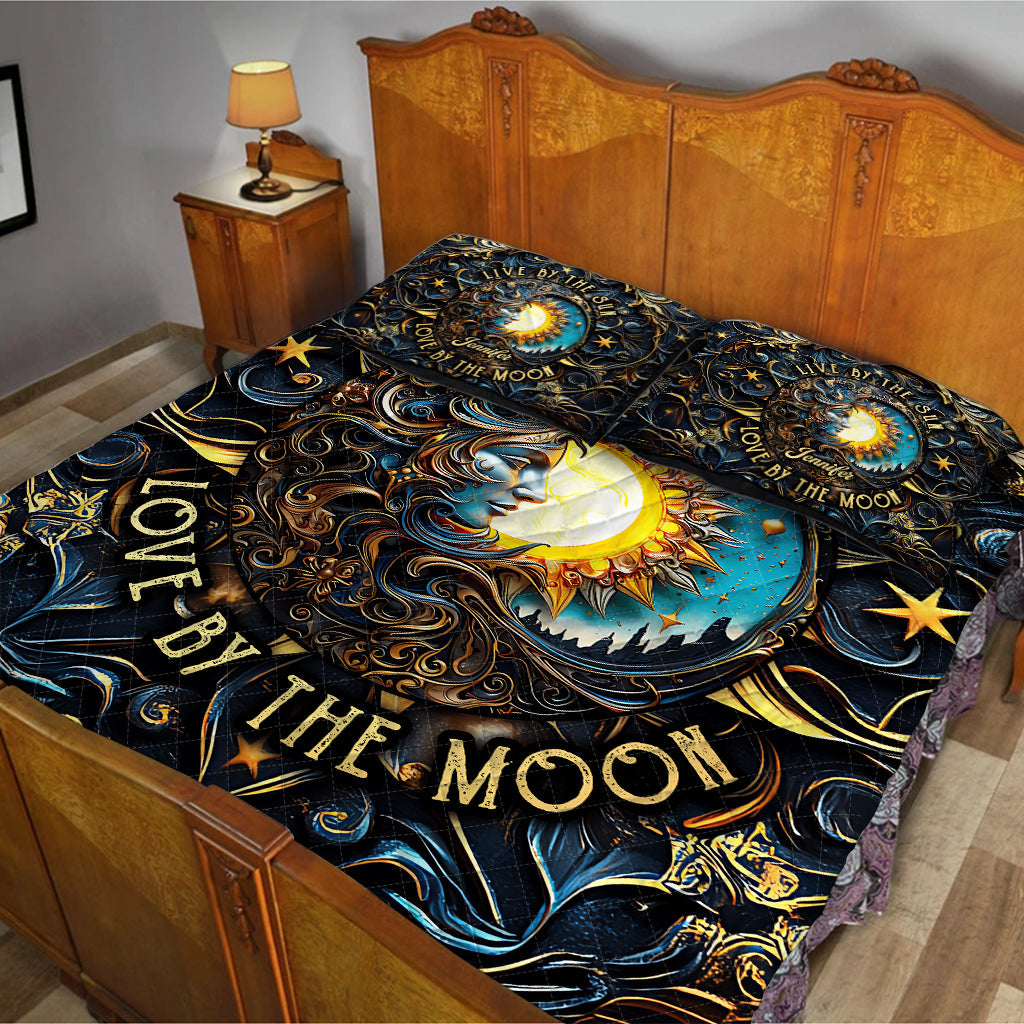 Lebe nach der Sonne, liebe nach dem Mond – Personalisiertes Hippie-Bettdecken-Set
