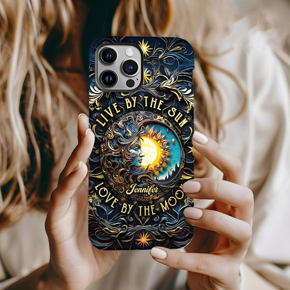 Vivre selon le soleil, aimer selon la lune - Coque de téléphone personnalisée style hippie avec imprimé intégral