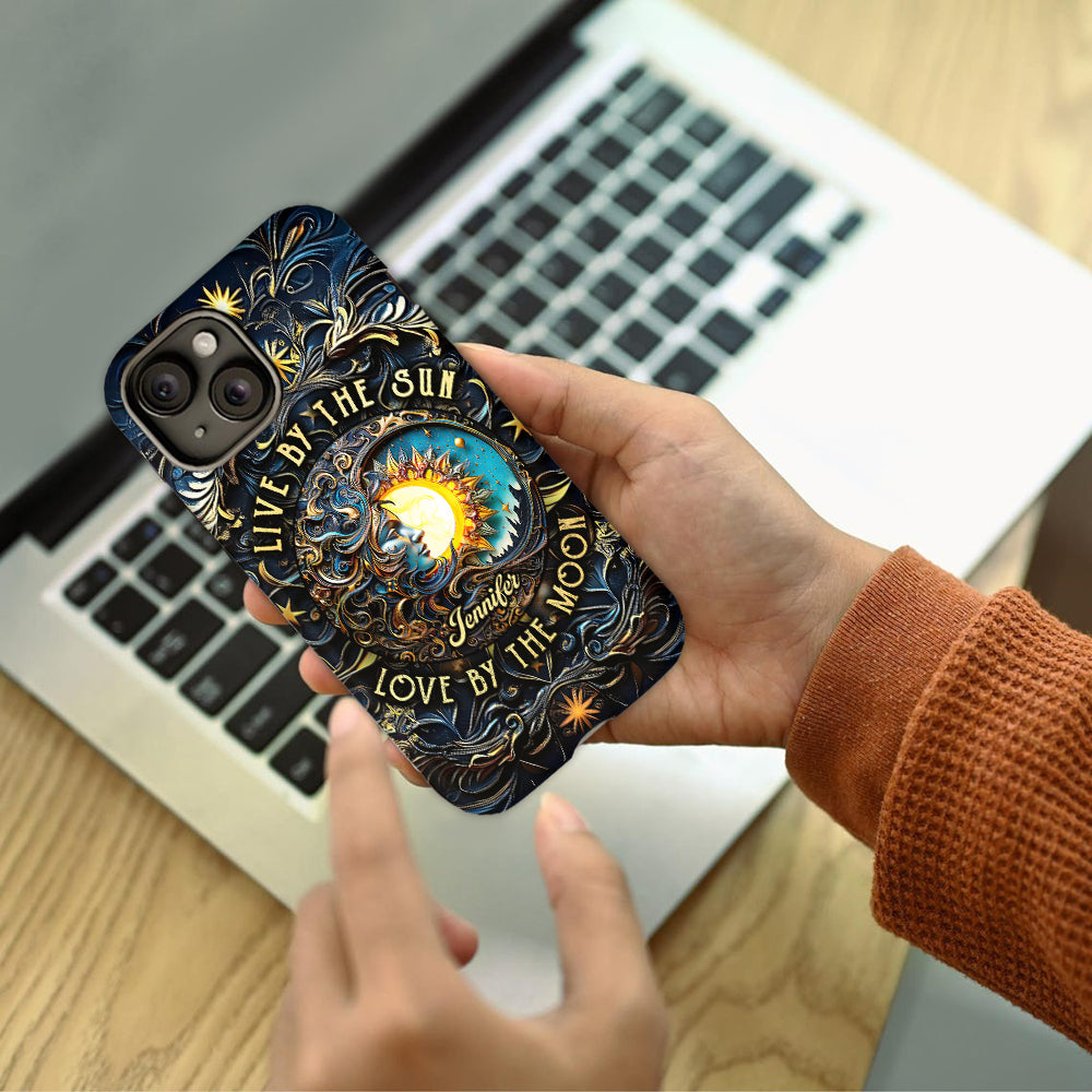 Vivre selon le soleil, aimer selon la lune - Coque de téléphone personnalisée style hippie avec imprimé intégral