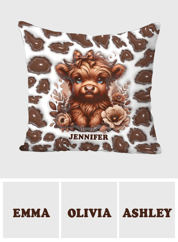 Coussin décoratif personnalisé « Magnifique vache des Highlands »