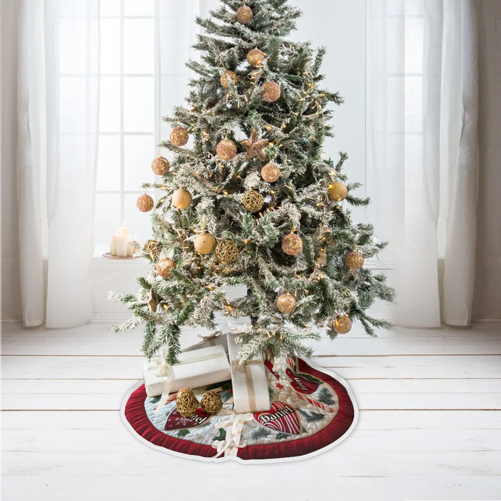 Les cœurs rentrent à la maison pour Noël - Jupe de sapin de Noël personnalisée
