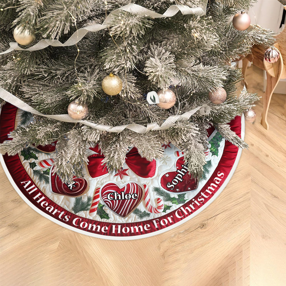 Les cœurs rentrent à la maison pour Noël - Jupe de sapin de Noël personnalisée