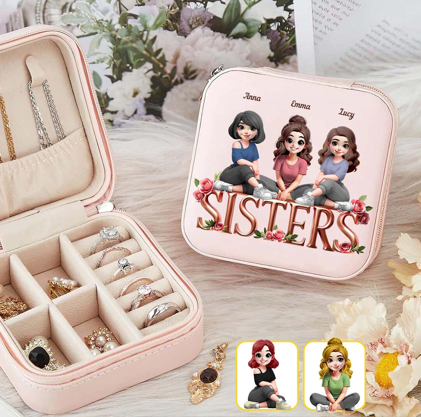 Coffret à bijoux personnalisé pour meilleures amies - Sœurs