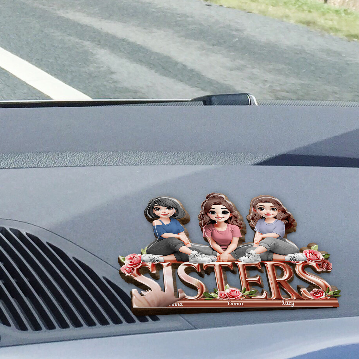 Sisters - Personalized Bestie Shaped Car Visor Clip