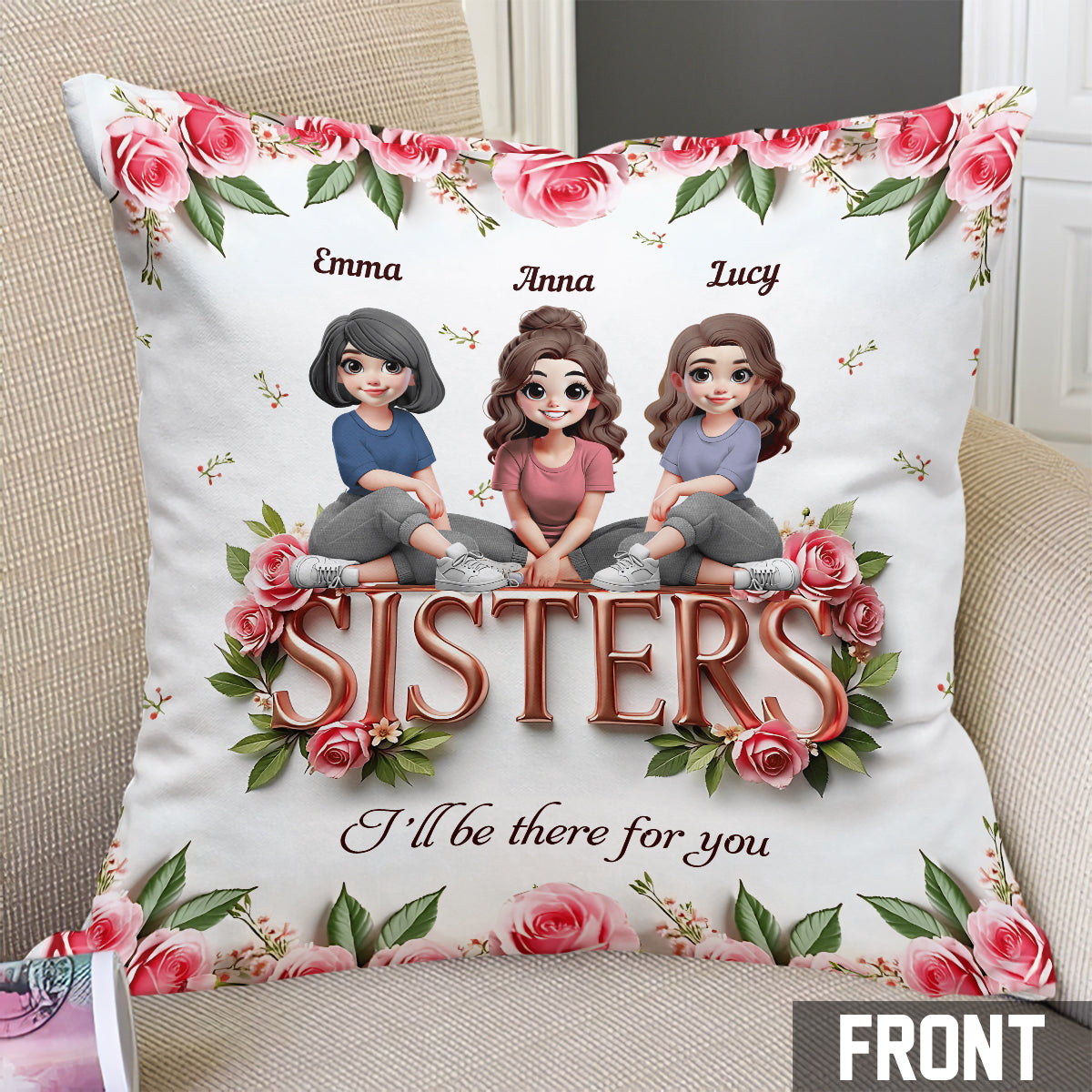 Sisters - Personalized Bestie Throw Pillow