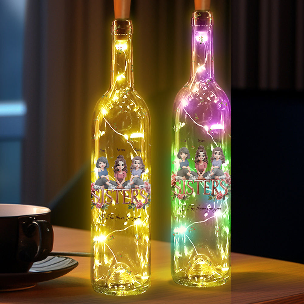 Schwestern – Personalisierte Weinflaschenlampe für beste Freundinnen