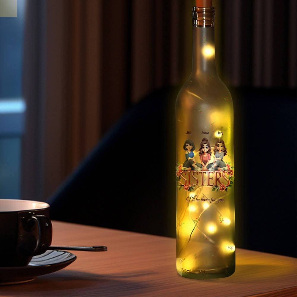 Schwestern – Personalisierte Weinflaschenlampe für beste Freundinnen