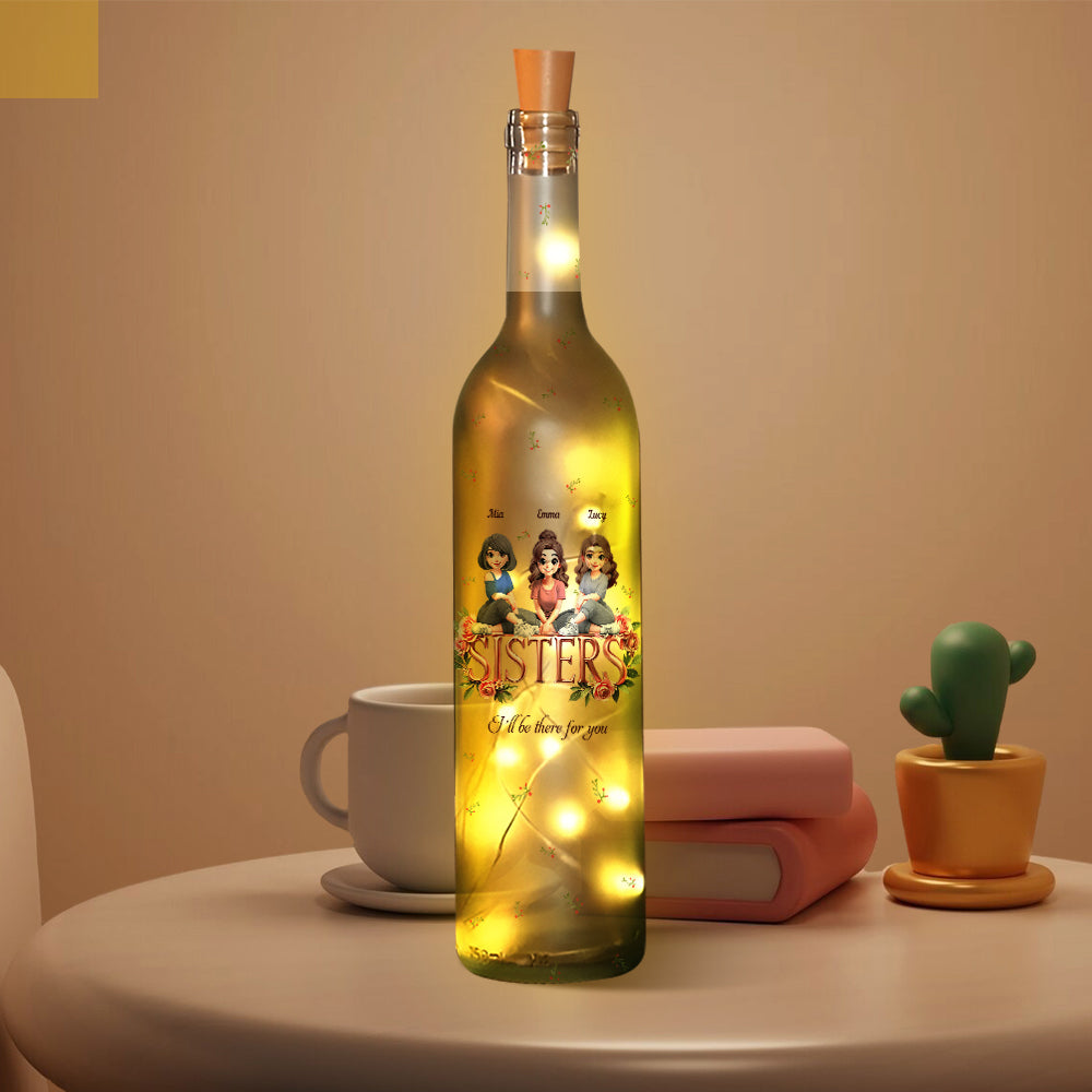 Schwestern – Personalisierte Weinflaschenlampe für beste Freundinnen