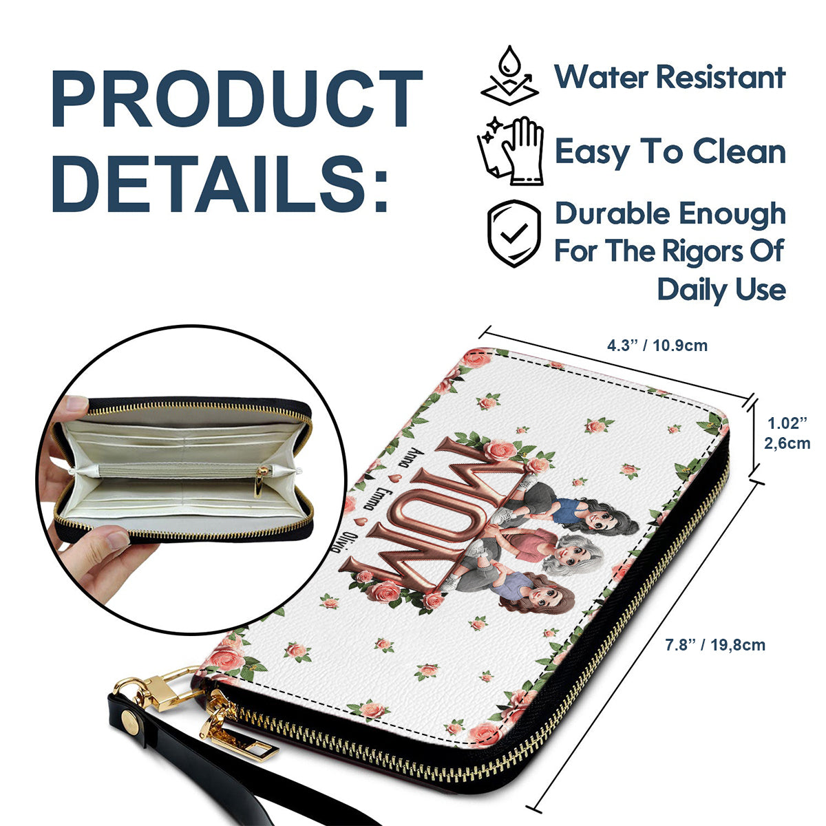 Best Mom Ever - Personalized Mother Leather Long Wallet