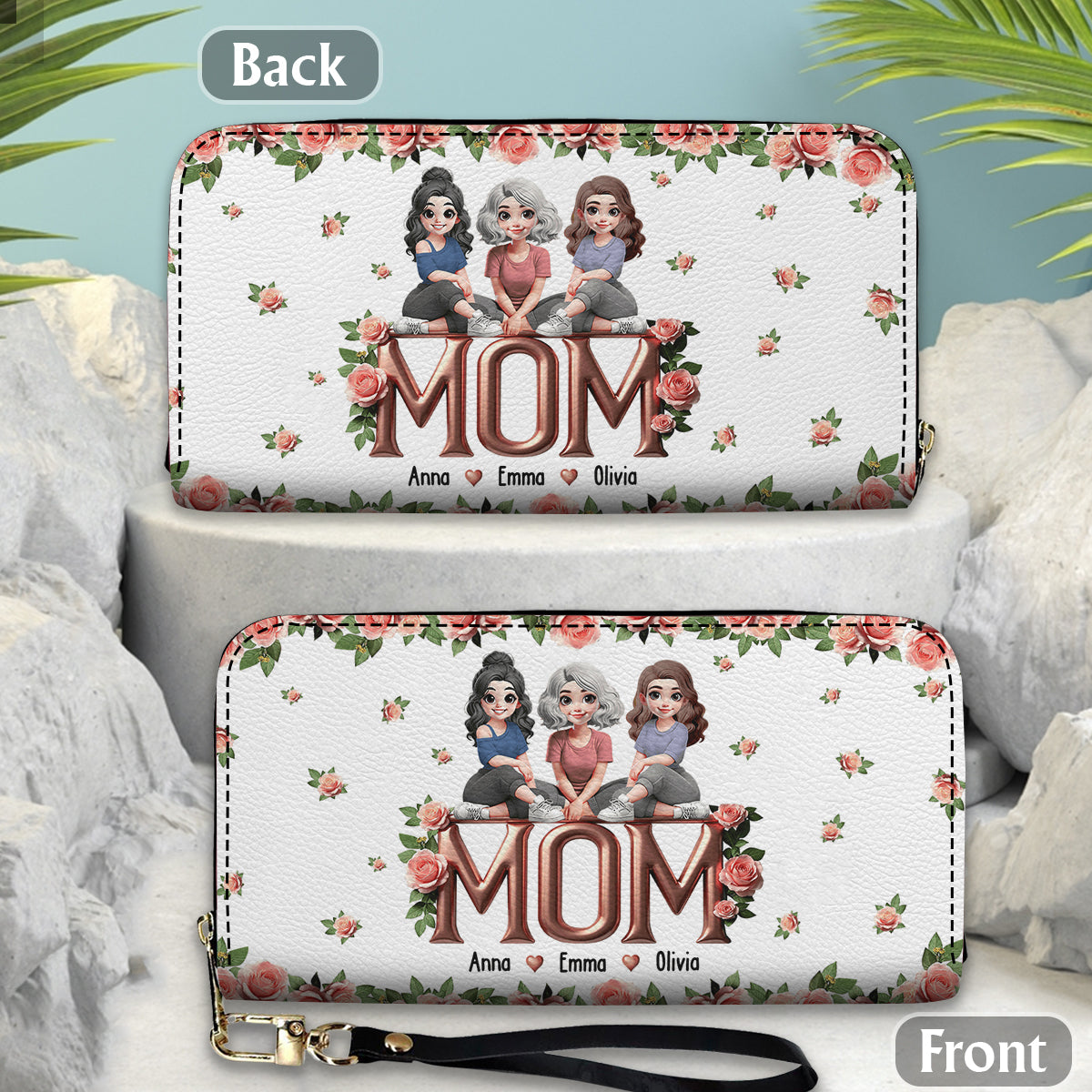 Best Mom Ever - Personalized Mother Leather Long Wallet