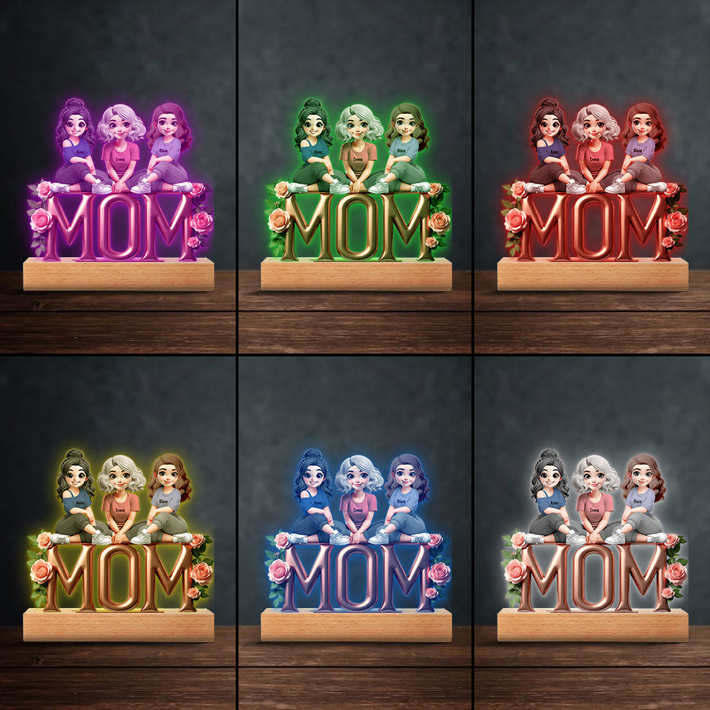 Mother & Daughter - Personalized Mother Shaped Plaque Light Base