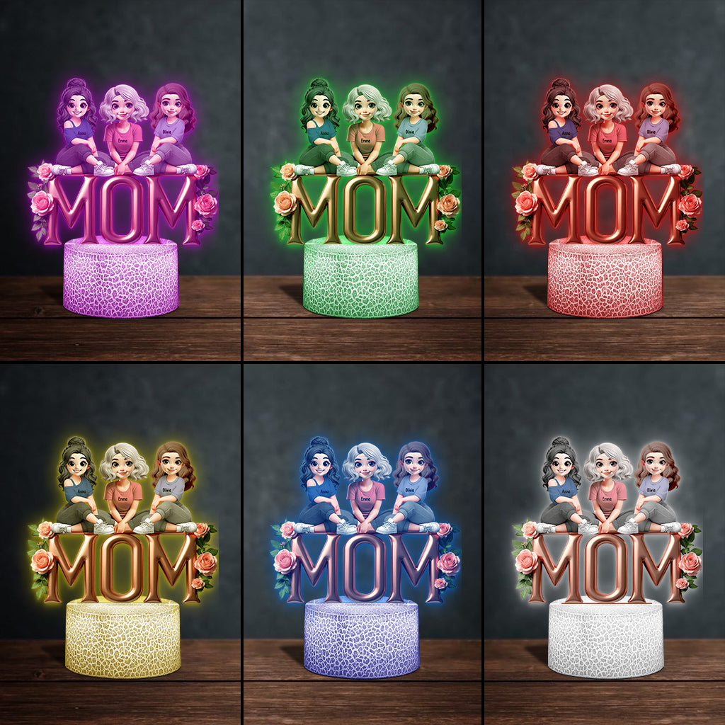 Mother & Daughter - Personalized Mother Shaped Plaque Light Base