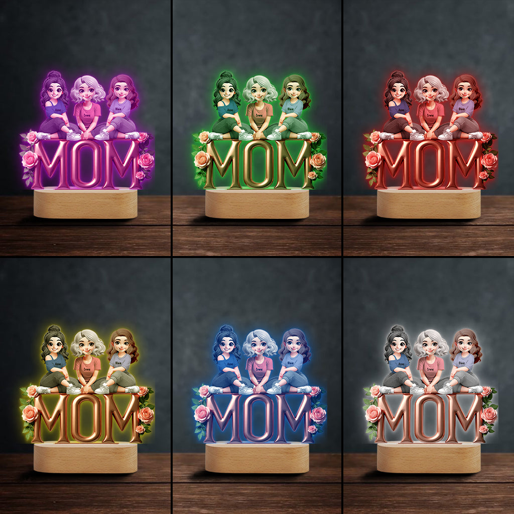 Mother & Daughter - Personalized Mother Shaped Plaque Light Base