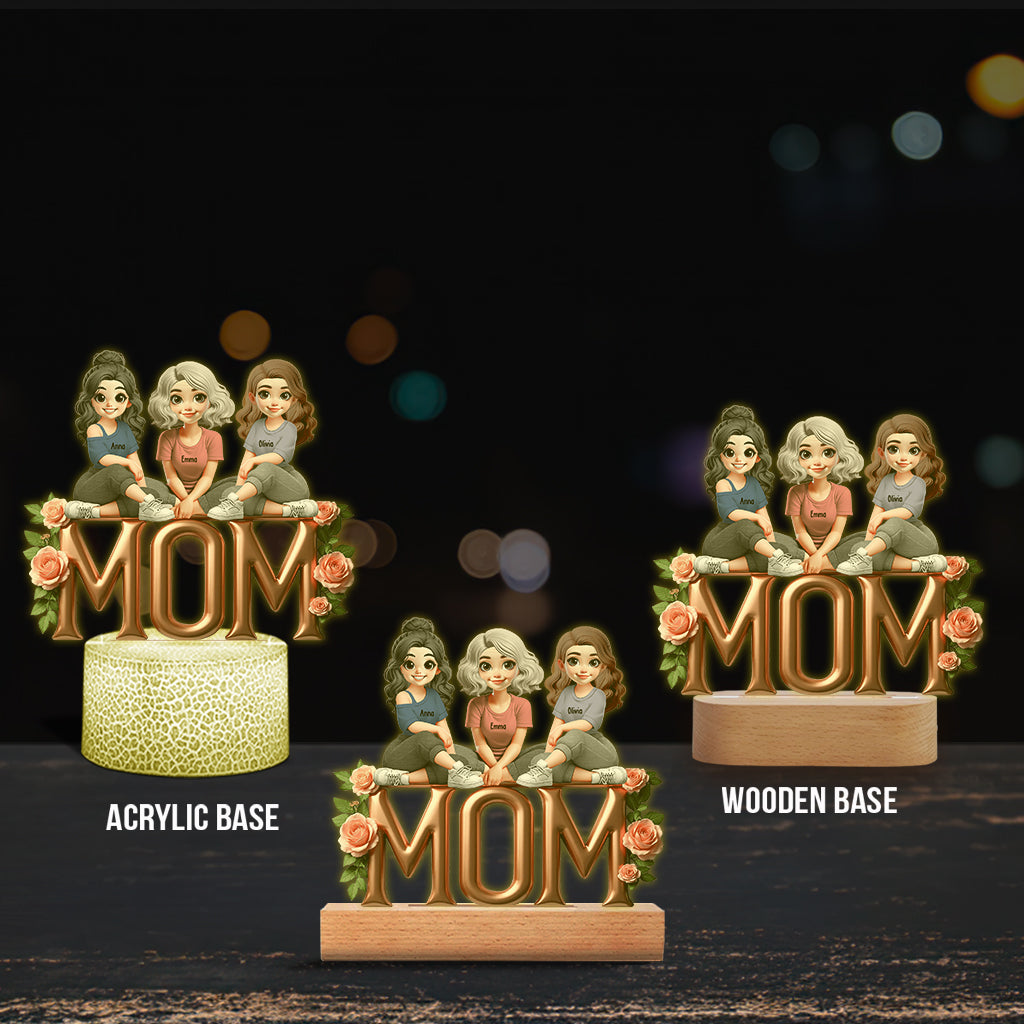 Mother & Daughter - Personalized Mother Shaped Plaque Light Base