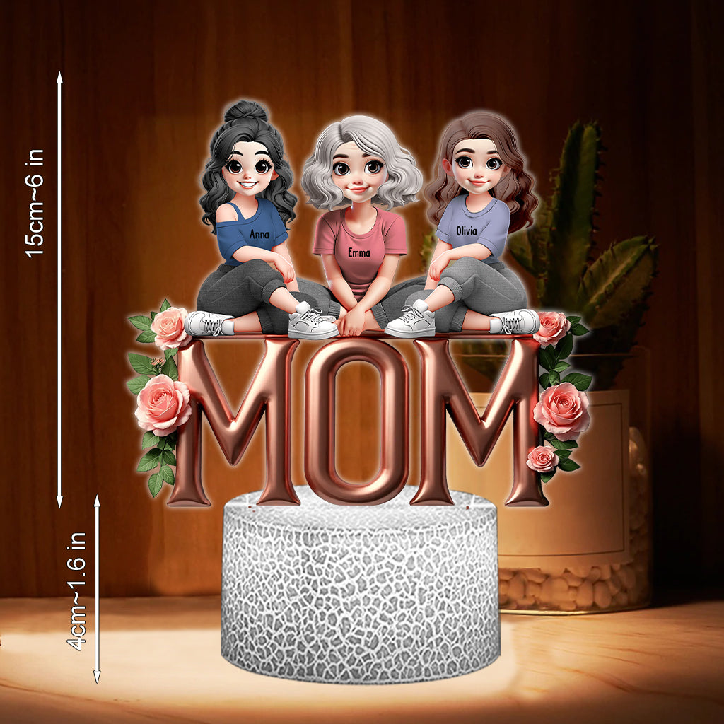 Mother & Daughter - Personalized Mother Shaped Plaque Light Base