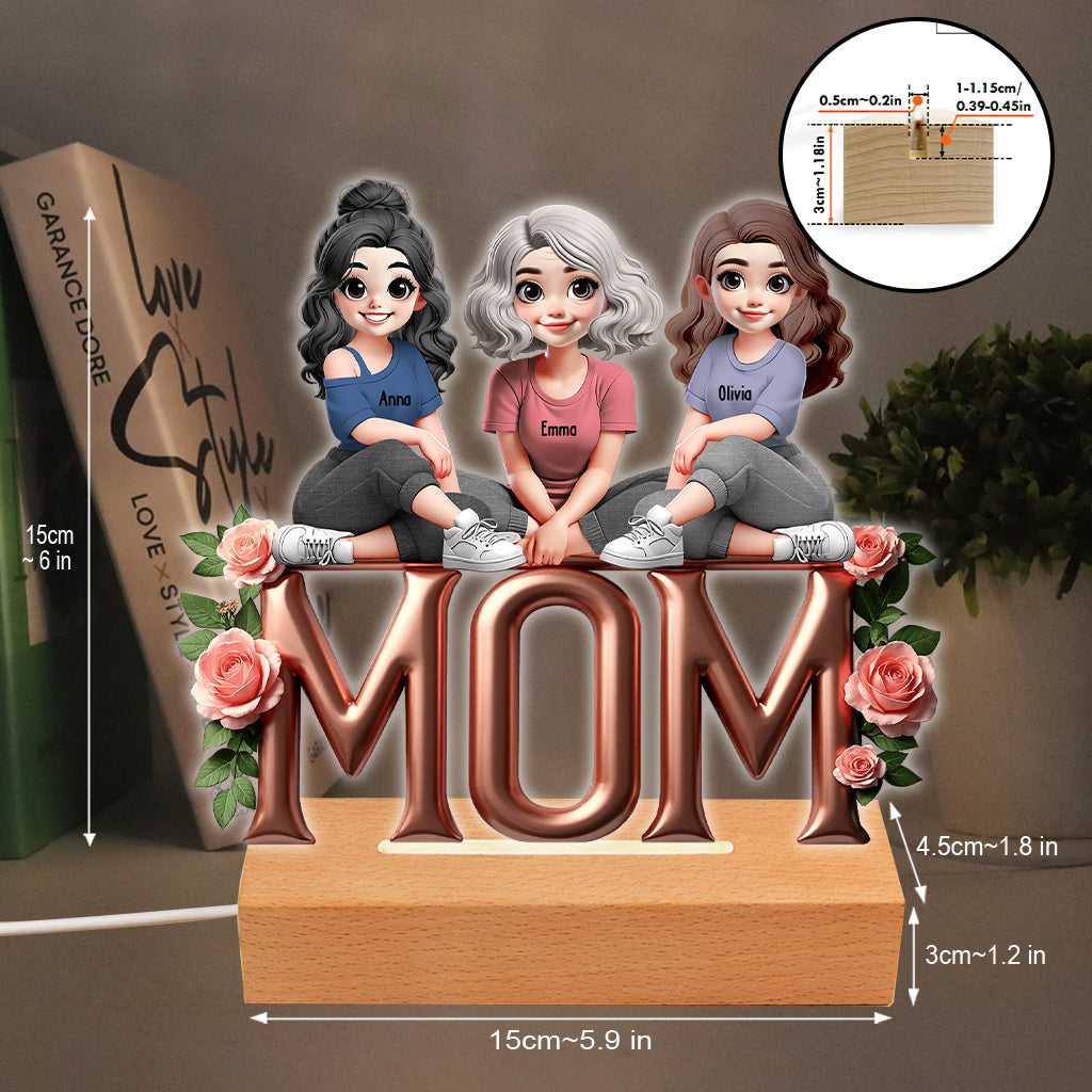 Mother & Daughter - Personalized Mother Shaped Plaque Light Base