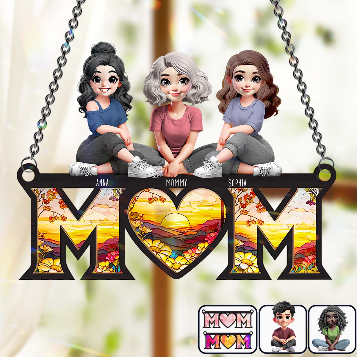 I Love You, Mom - Personalized Mother Window Hanging Suncatcher Ornament