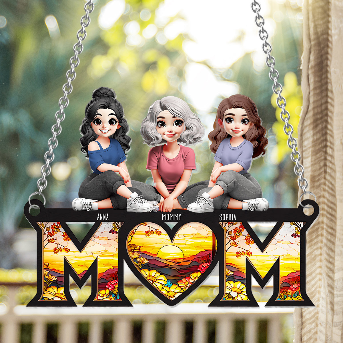 I Love You, Mom - Personalized Mother Window Hanging Suncatcher Ornament