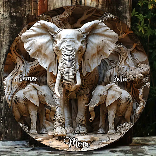 Geschenk für Mama & Kinder – Personalisierter Elefanten-Stein in runder Form