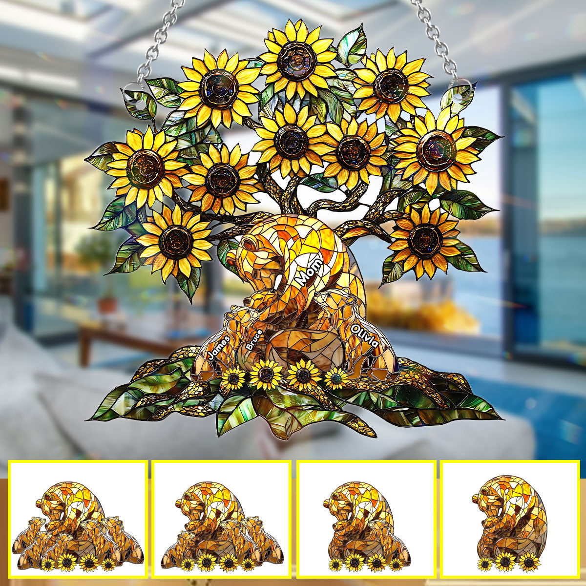 Mama Bear - Personalized Mother Window Hanging Suncatcher Ornament