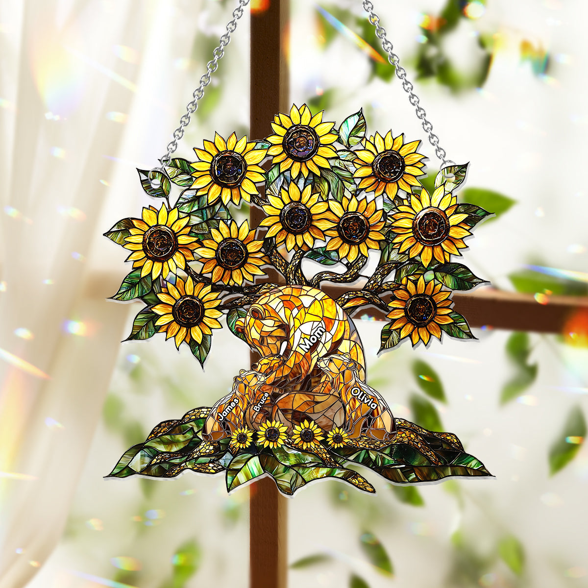 Mama Bear - Personalized Mother Window Hanging Suncatcher Ornament