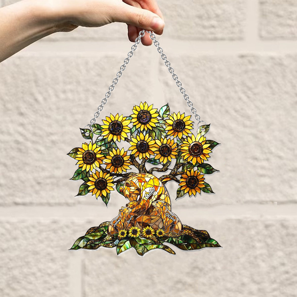 Mama Bear - Personalized Mother Window Hanging Suncatcher Ornament