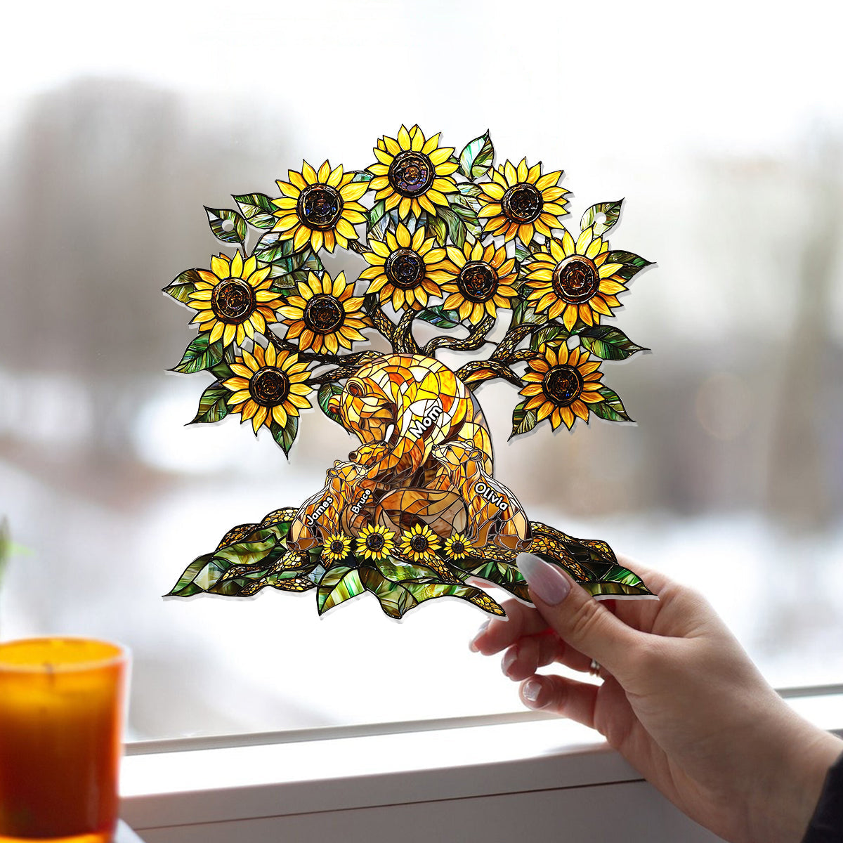 Mama Bear - Personalized Mother Window Hanging Suncatcher Ornament